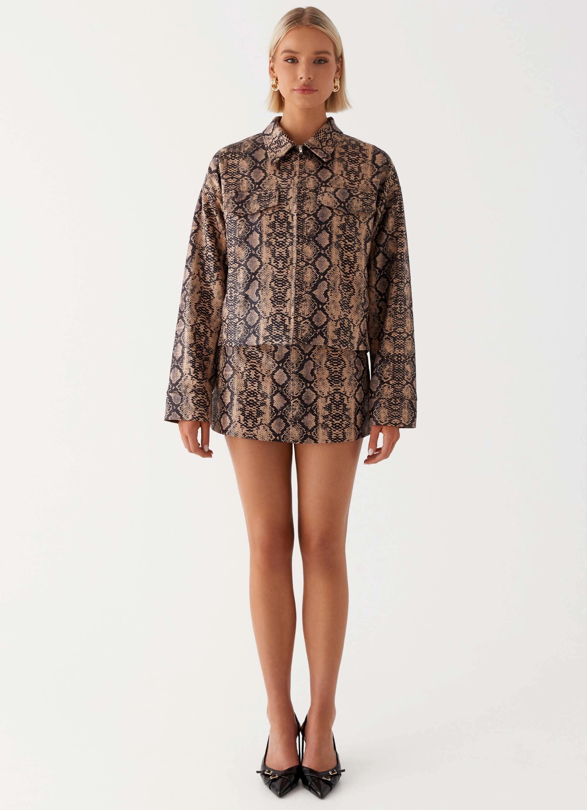 Bethany Oversized Jacket - Snake Thermoregulating Lining