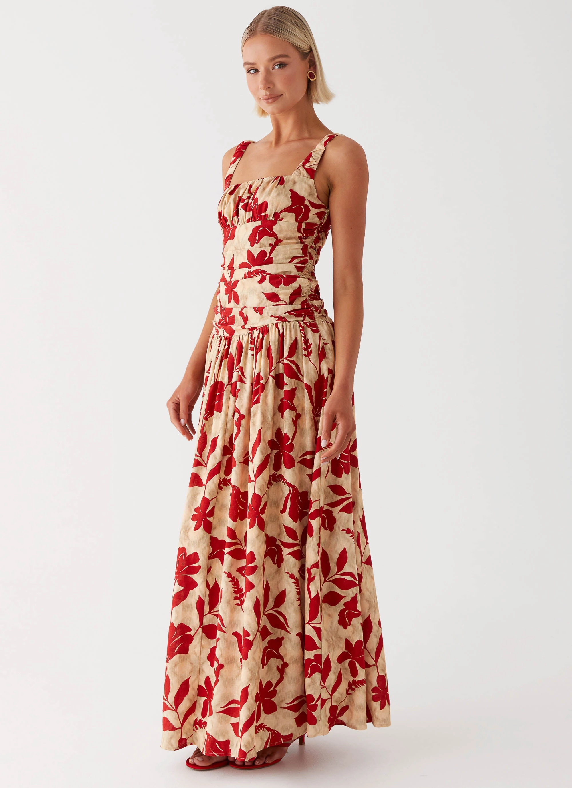 Soft Movement Zinna Linen Maxi Dress - Red