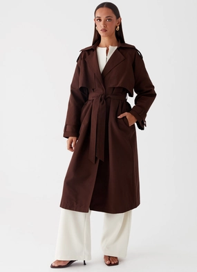 Old Style Rent Free Trench Coat - Chocolate