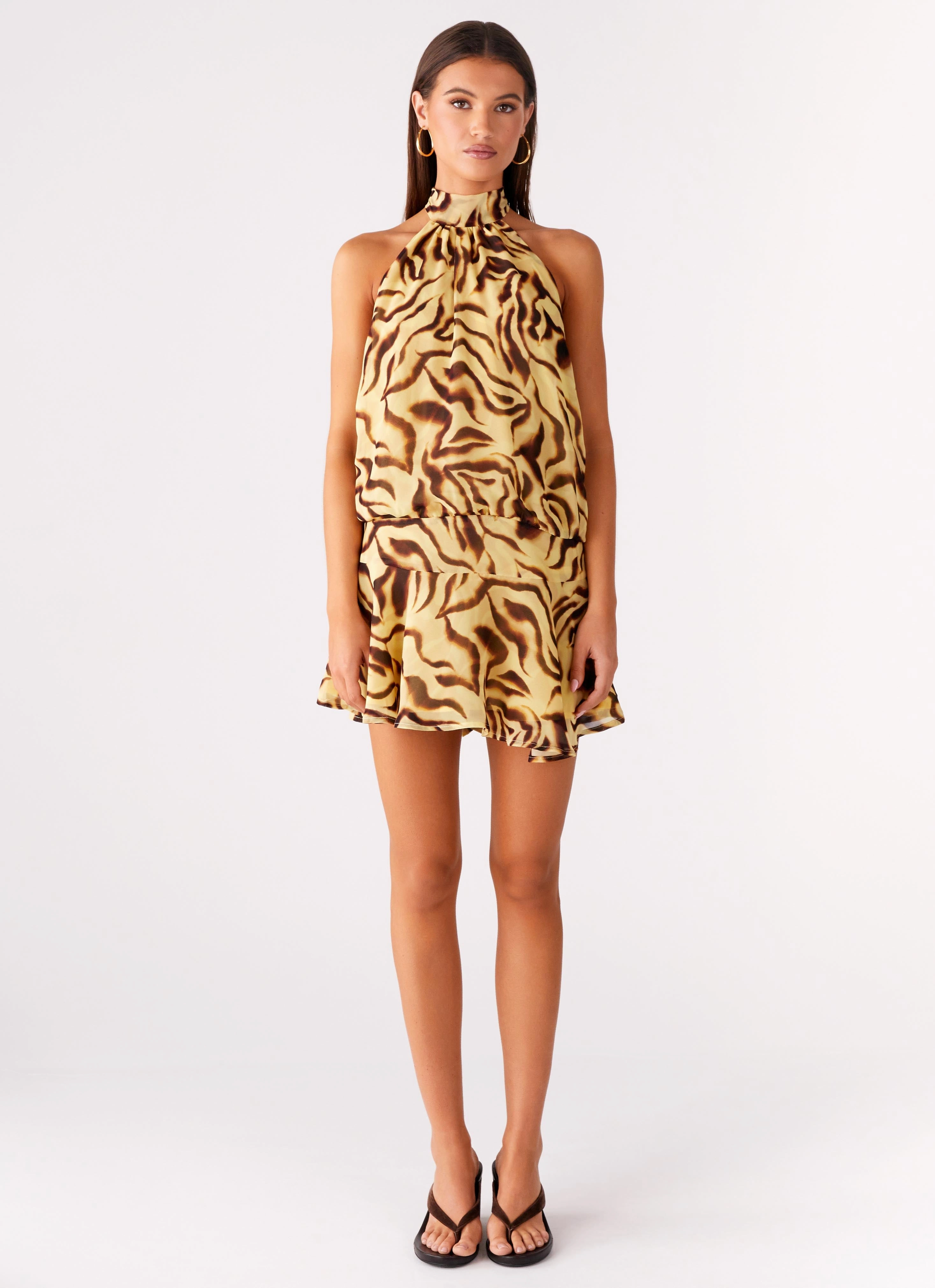 Patterned-Fabric Zulla Backless Mini Dress - Laguna Print