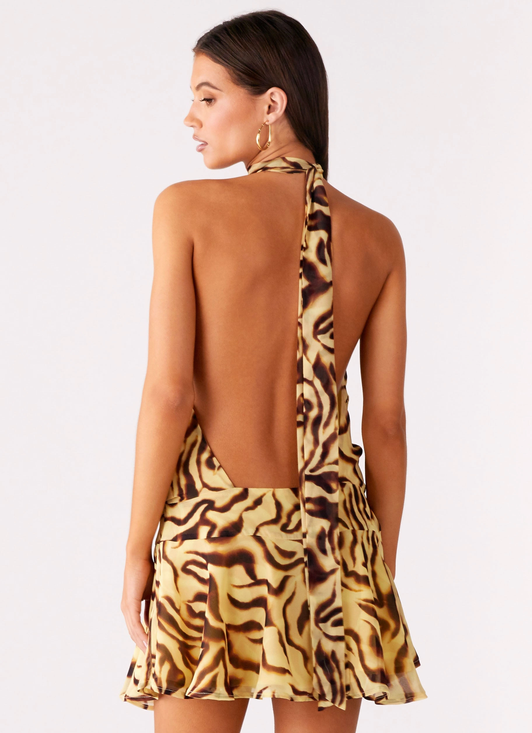 Zulla Backless Mini Dress - Laguna Print Halter neck City Friendly